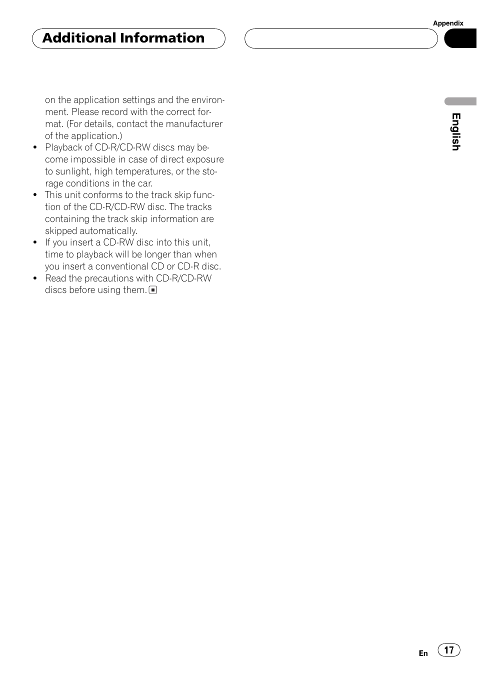 Additional information | Pioneer DEH-1600 User Manual | Page 17 / 56
