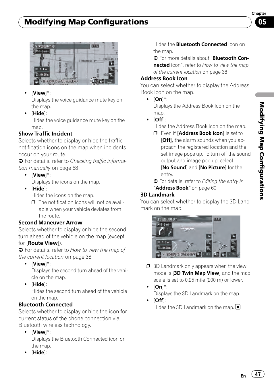 Modifying map configurations | Pioneer AVIC-Z3 User Manual | Page 47 / 211