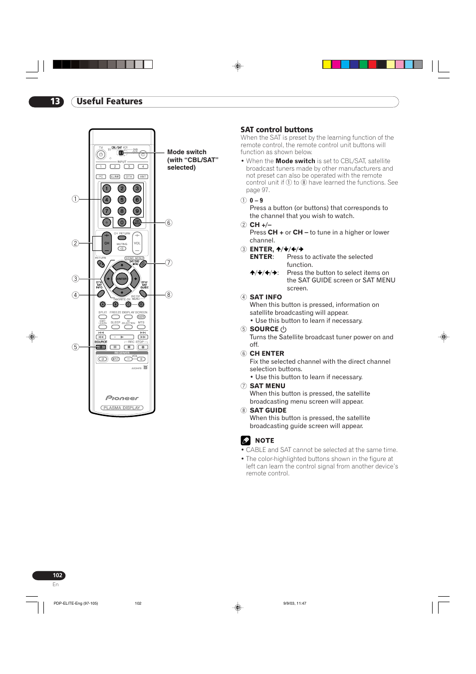 13 useful features | Pioneer Elite PureVision PRO 1110HD User Manual | Page 102 / 120