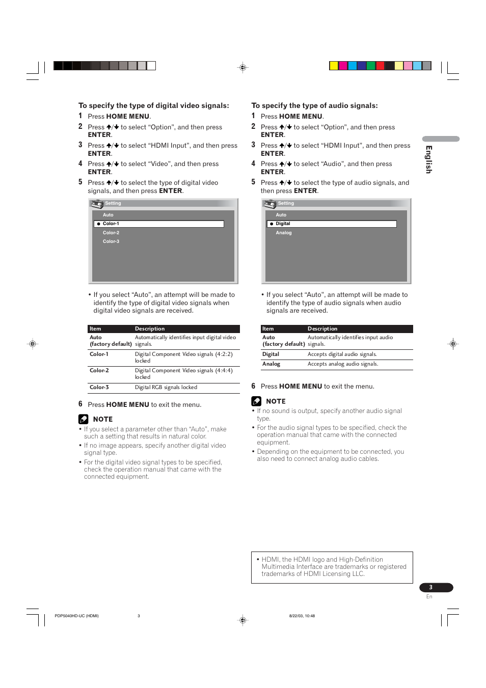 Pioneer Elite PureVision PRO 1110HD User Manual | Page 115 / 120