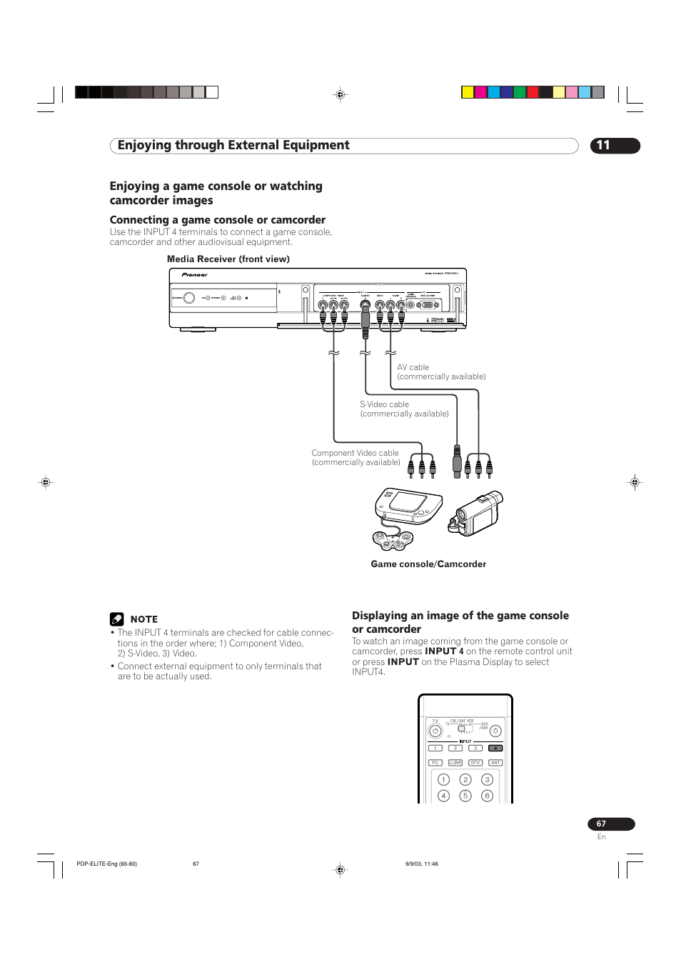 11 enjoying through external equipment | Pioneer Elite PureVision PRO 1110HD User Manual | Page 67 / 120