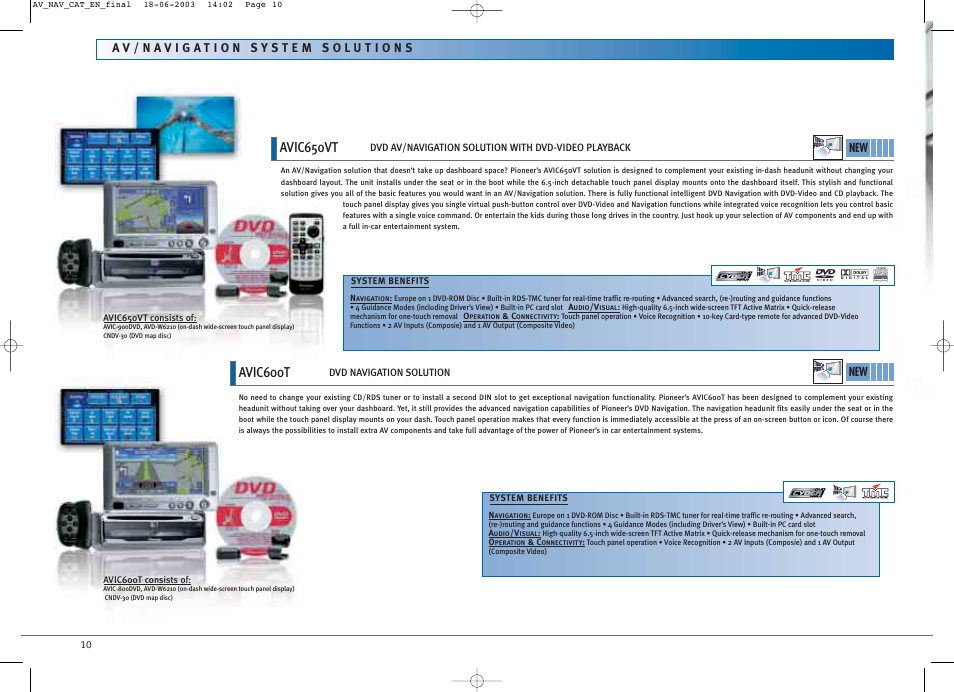 Avic650vt, Avic600t | Pioneer CNDV-30 DVD User Manual | Page 10 / 32