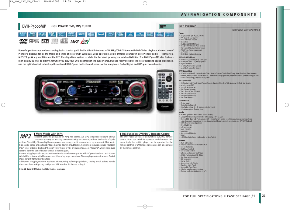 Dvh-p5000mp | Pioneer CNDV-30 DVD User Manual | Page 21 / 32