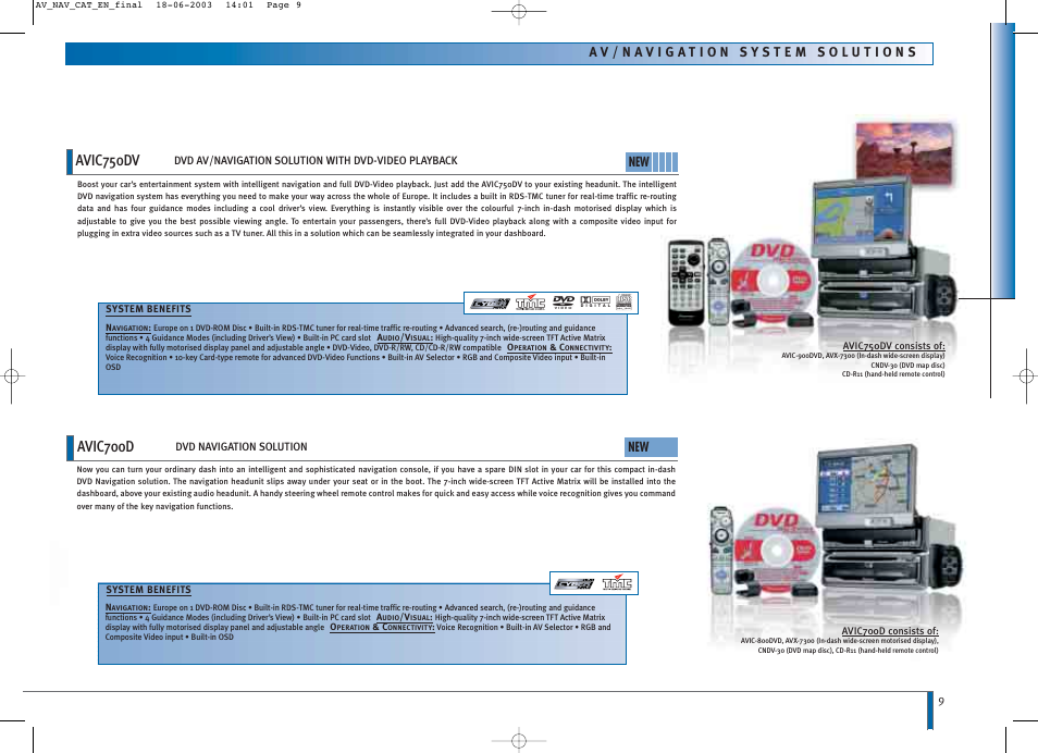 Avic750dv, Avic700d | Pioneer CNDV-30 DVD User Manual | Page 9 / 32