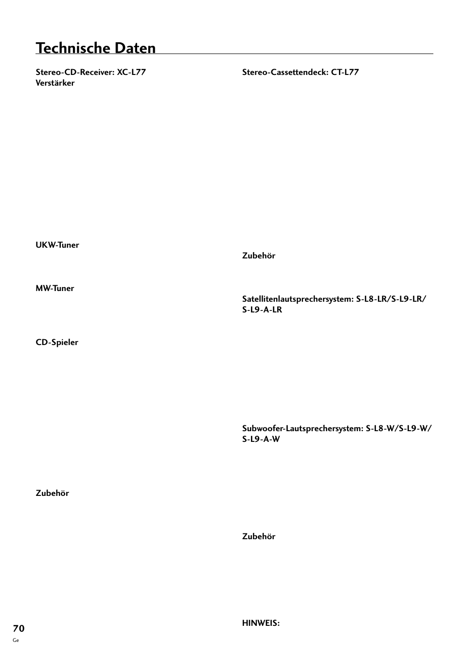Technische daten | Pioneer S-L8-LRW User Manual | Page 140 / 142