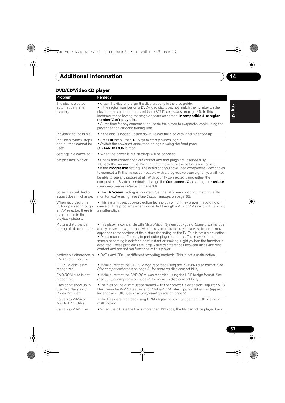 Dvd/cd/video cd player, And 57), Additional information 14 | Pioneer HTZ-FS30DVD User Manual | Page 57 / 126