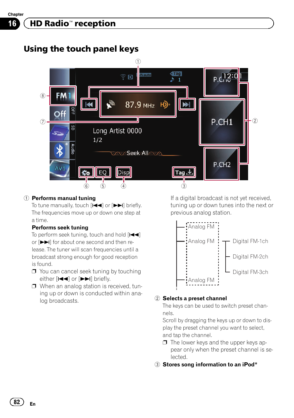 Using the touch panel keys, Using the touch panel, 16 hd radio | Reception | Pioneer SUPER TUNER IIID AVIC-X9310BT User Manual | Page 82 / 232