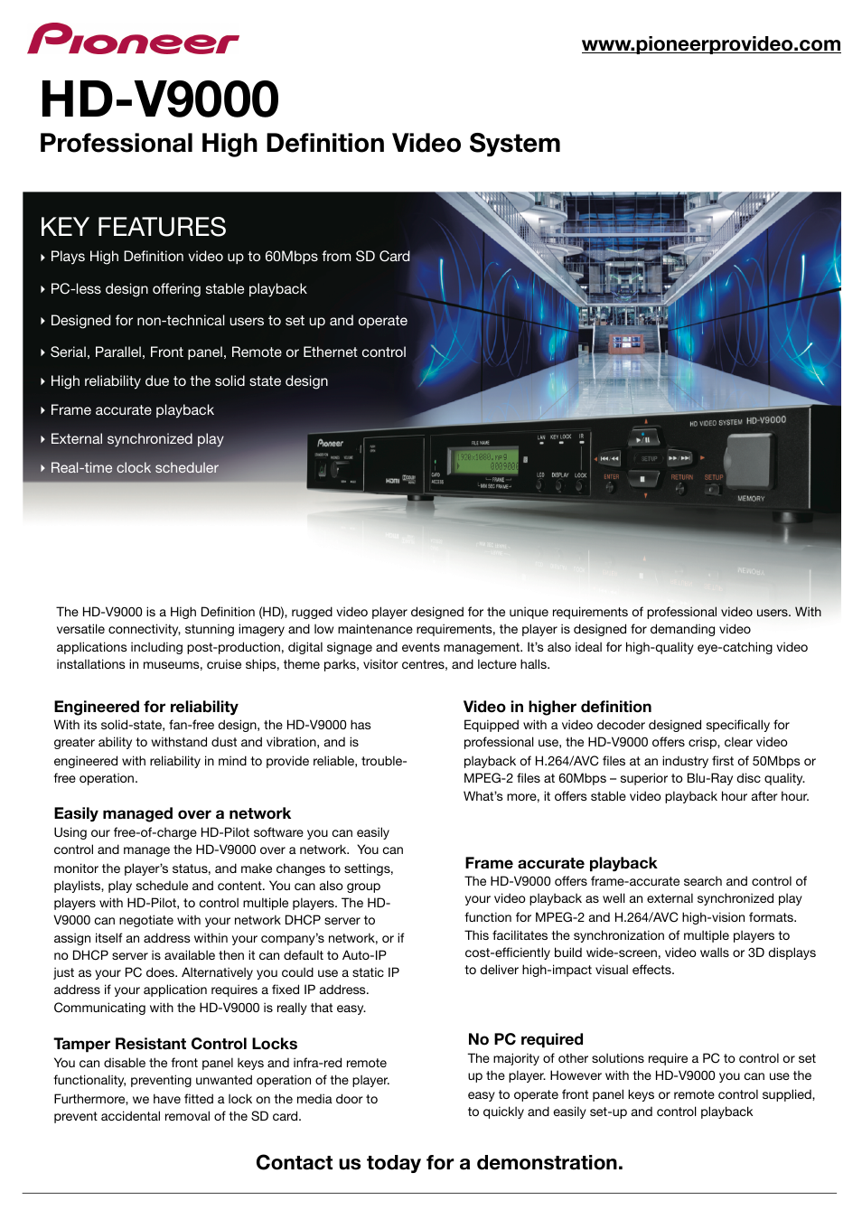 Pioneer HD-V9000 User Manual | 2 pages