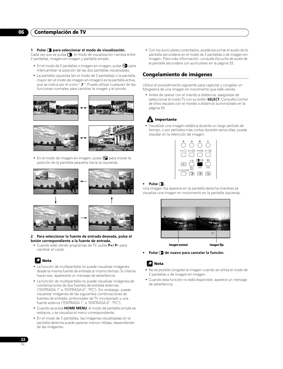 Congelamiento de imágenes, Contemplación de tv 06 | Pioneer PDP-428XG User Manual | Page 88 / 266