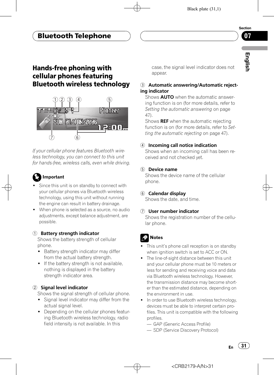 Featuring bluetooth wireless technology, Bluetooth telephone | Pioneer Super Tuner III D DEH-P9850BT User Manual | Page 31 / 104
