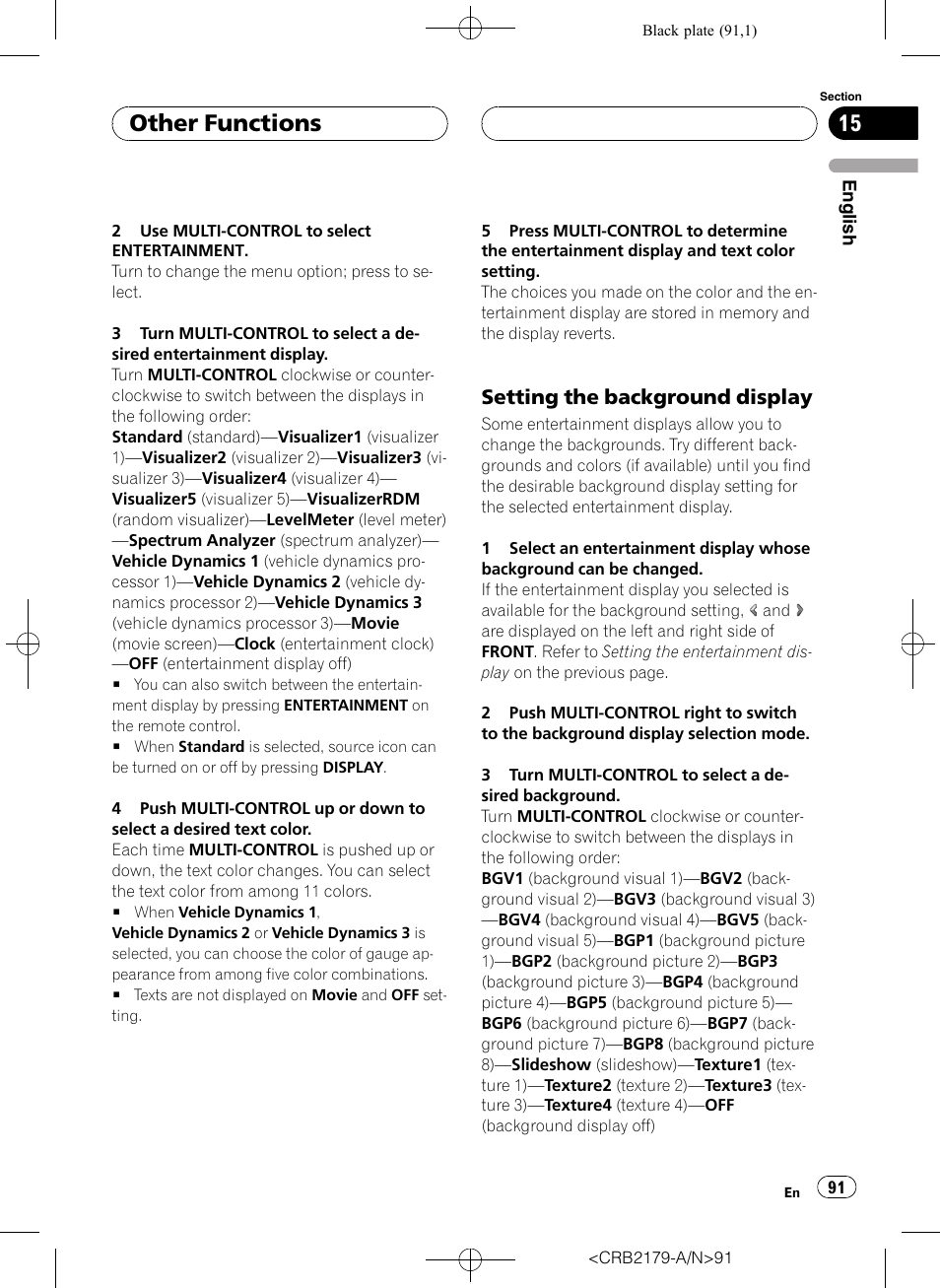 Setting the background display 91, Other functions, Setting the background display | Pioneer Super Tuner III D DEH-P9850BT User Manual | Page 91 / 104