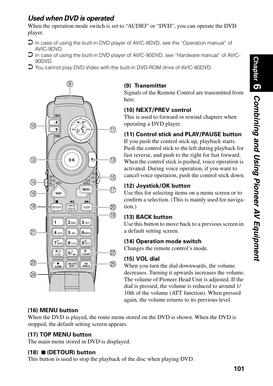 Combining and using pioneer a v equipment, Used when dvd is operated | Pioneer DVD Navigation Unit AVIC-80DVD User Manual | Page 103 / 192