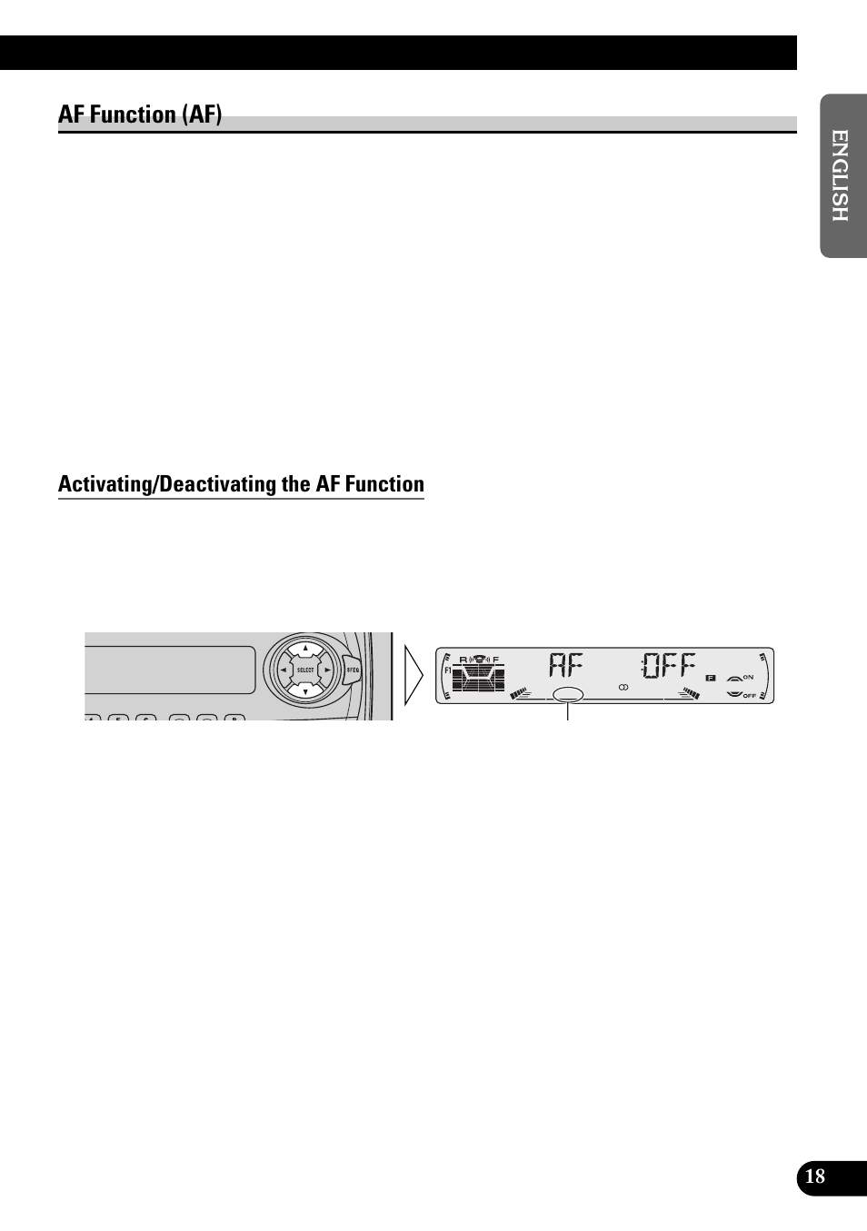 Af function (af), Activating/deactivating the af function | Pioneer KEH-P6010RB User Manual | Page 19 / 104