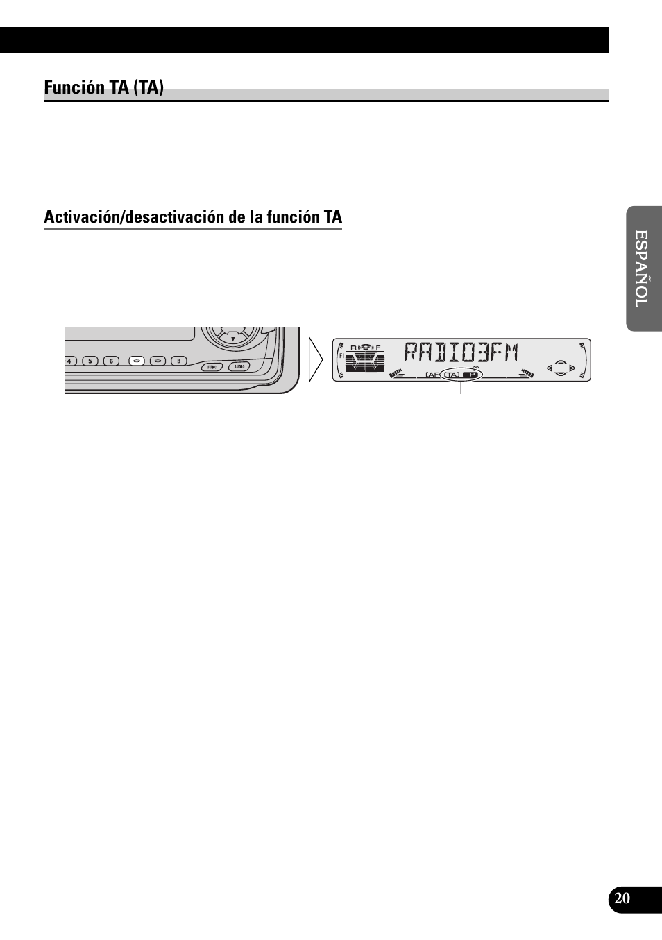 A title (english), Función ta (ta), Activación/desactivación de la función ta | Pioneer KEH-P6010RB User Manual | Page 71 / 104