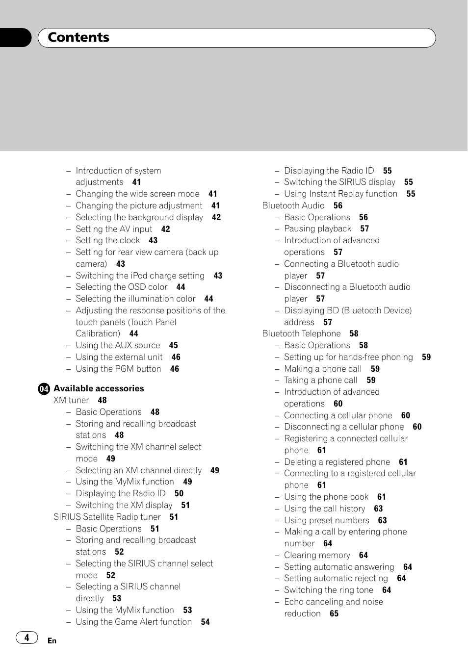 Pioneer DVD AV RECEIVER AVH-P4000DVD User Manual | Page 4 / 99