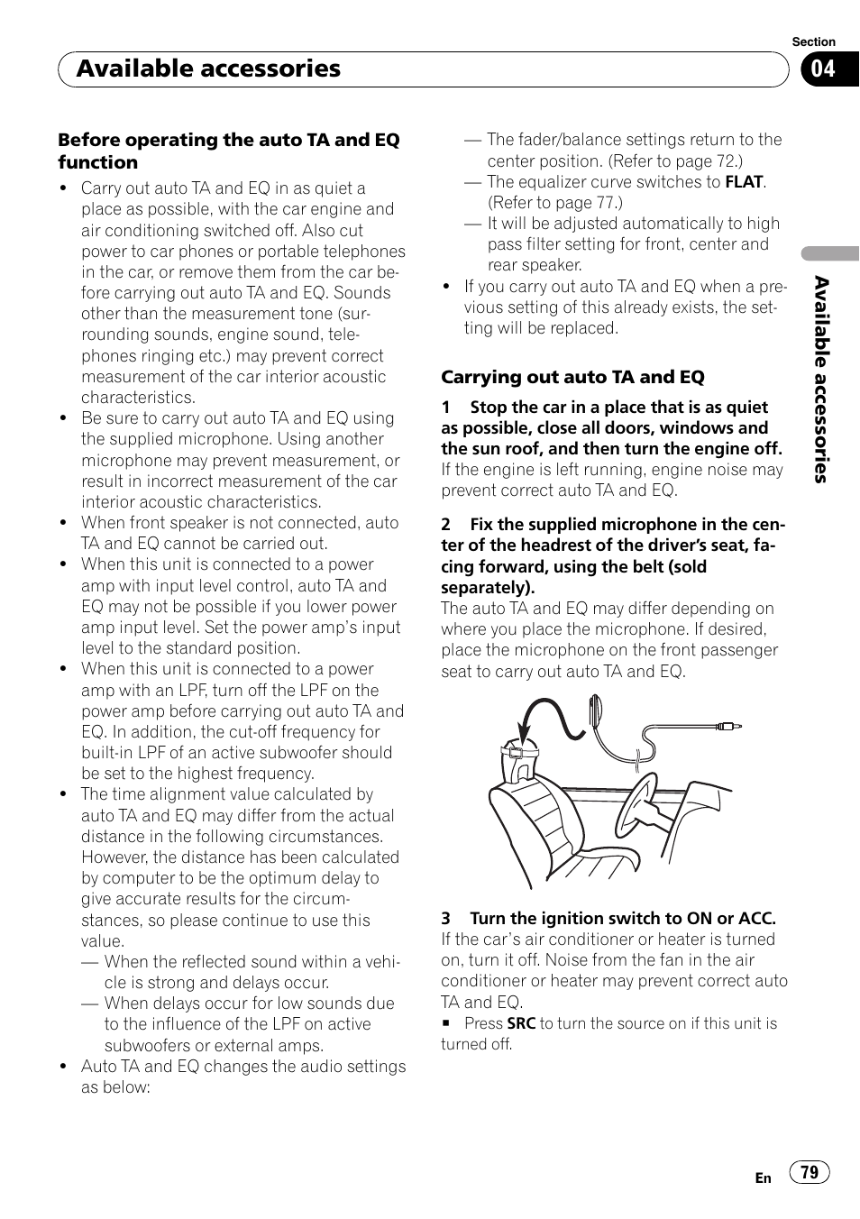 Available accessories | Pioneer DVD AV RECEIVER AVH-P4000DVD User Manual | Page 79 / 99