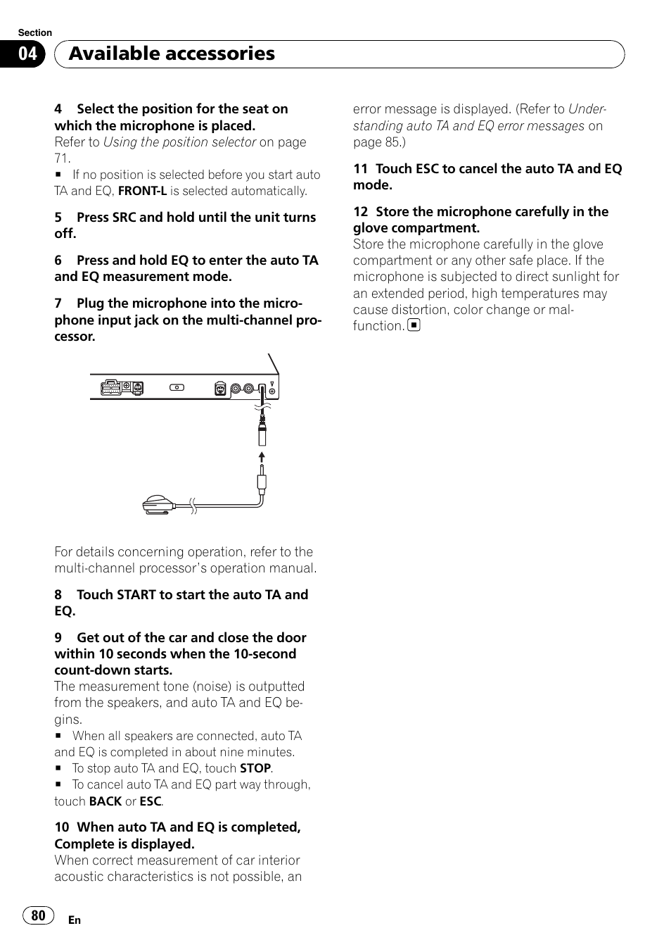 Available accessories | Pioneer DVD AV RECEIVER AVH-P4000DVD User Manual | Page 80 / 99