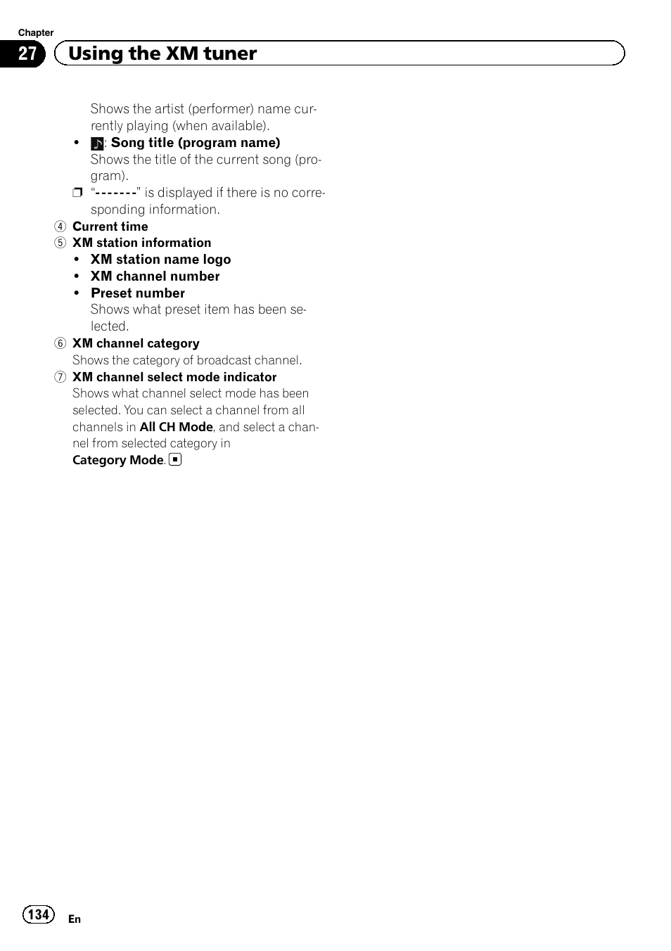 27 using the xm tuner | Pioneer AVIC-Z120BT User Manual | Page 134 / 228