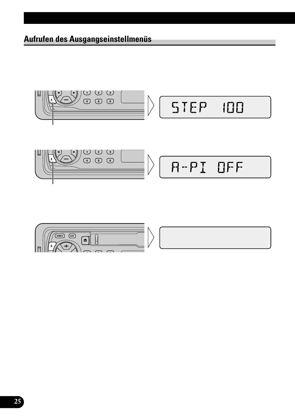 Ausgangeinstellungen, Aufrufen des ausgangseinstellmenüs, Ausgangseinstellungen | Pioneer KEH-P1010R User Manual | Page 82 / 88