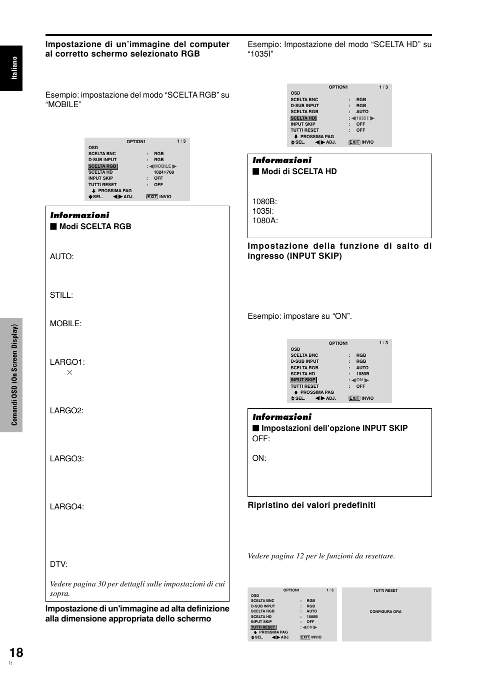 Italiano comandi osd (on screen display) | Pioneer PLASMA DISPLAY User Manual | Page 135 / 266