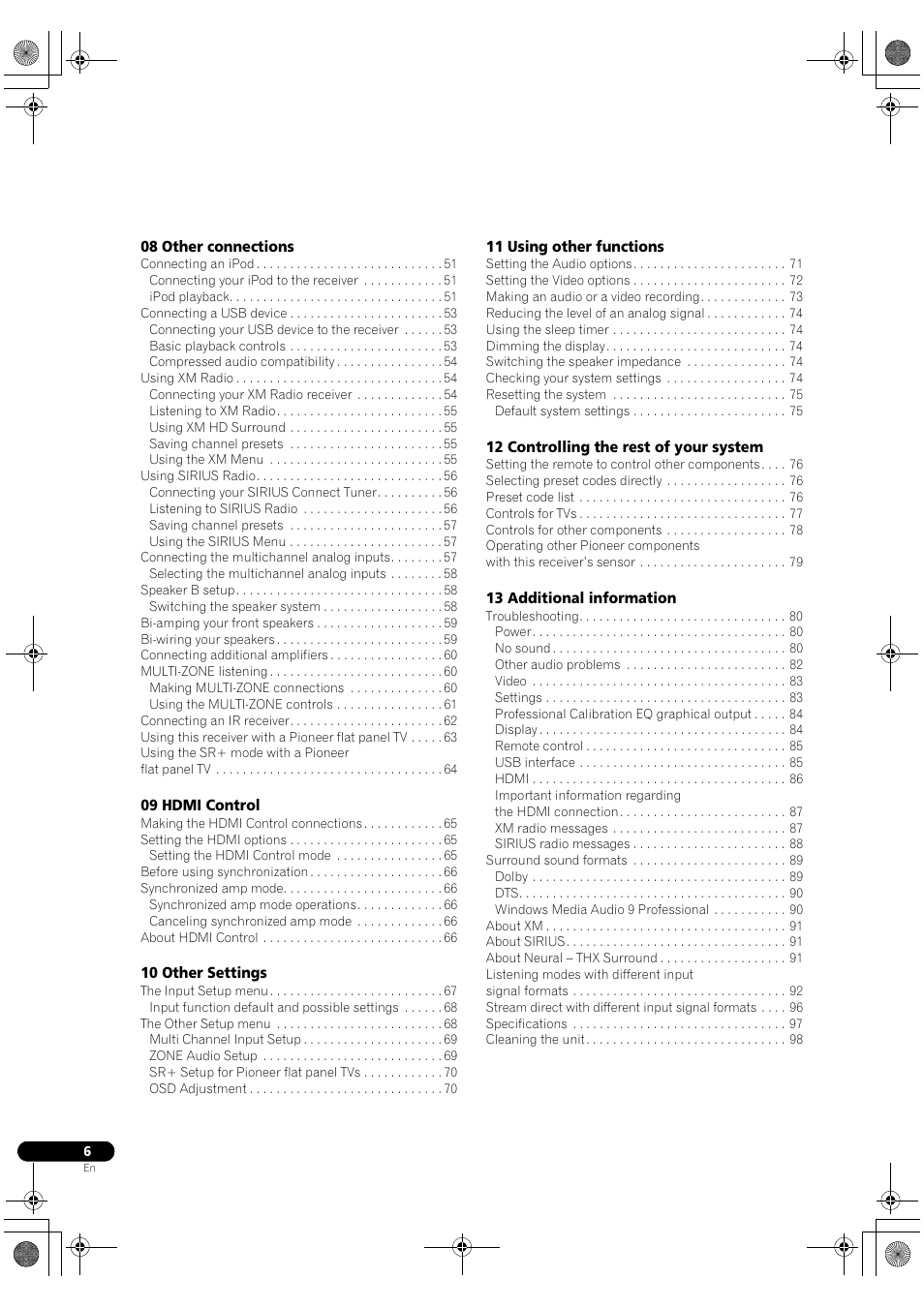 Pioneer VSX-1018AH-K User Manual | Page 6 / 100