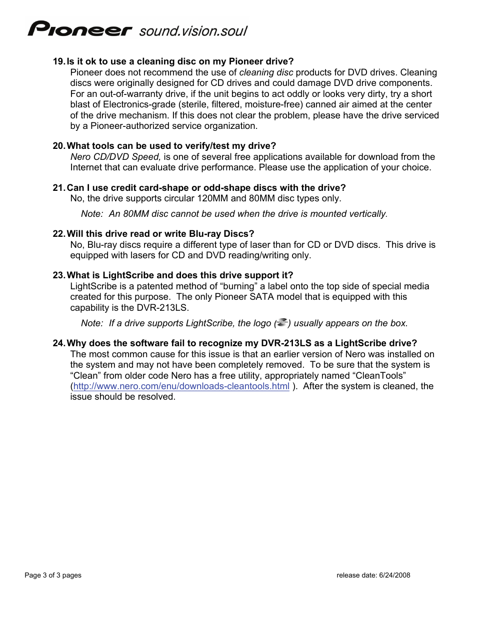 Pioneer SOUND. VISION. SOUL DVR-215D User Manual | Page 3 / 3