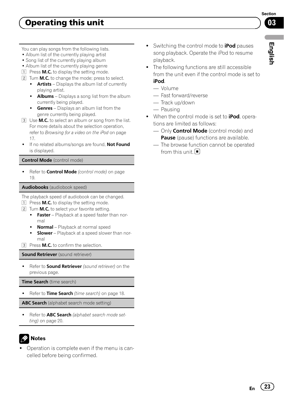 03 operating this unit, English | Pioneer MVH-P8200BT User Manual | Page 23 / 184