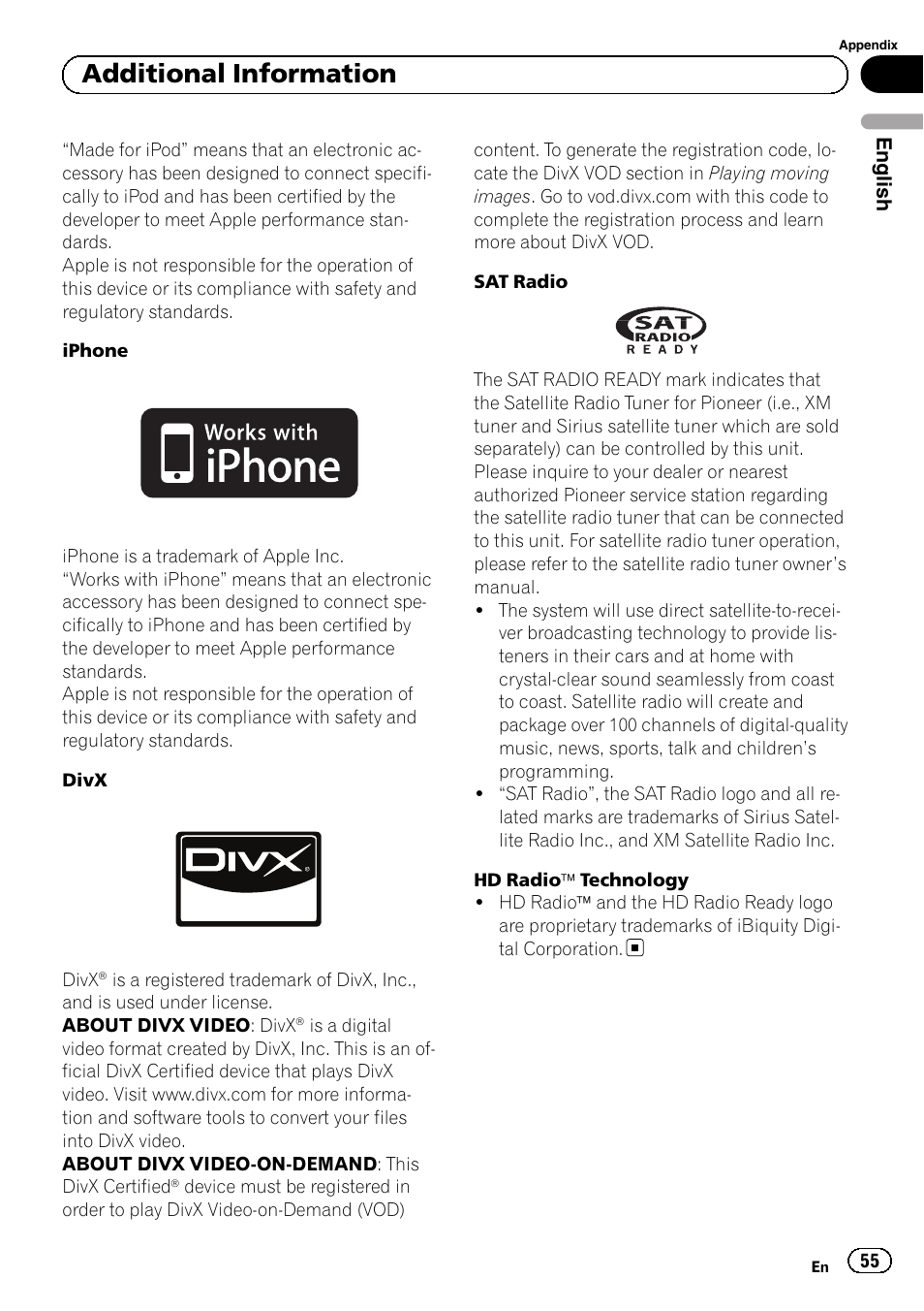 Additional information | Pioneer MVH-P8200BT User Manual | Page 55 / 184