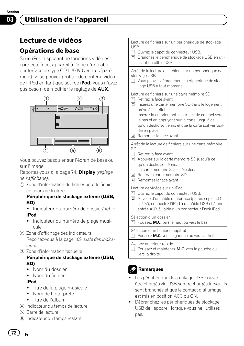 Lecture de vidéos, Opérations de base 72, 03 utilisation de l ’appareil | Opérations de base | Pioneer MVH-P8200BT User Manual | Page 72 / 184