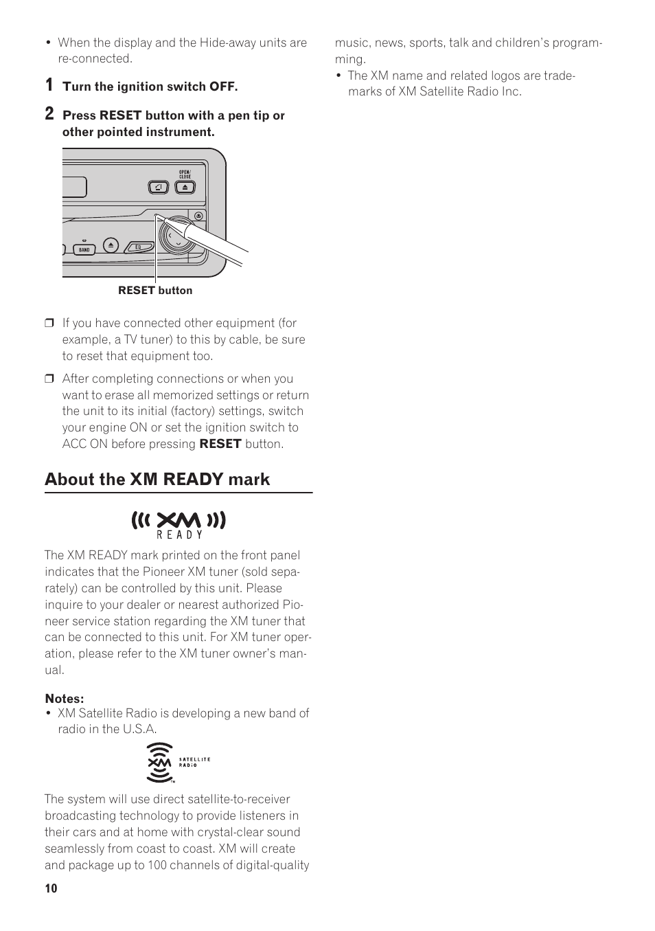 About the xm ready mark | Pioneer AVIC-N1 User Manual | Page 12 / 28
