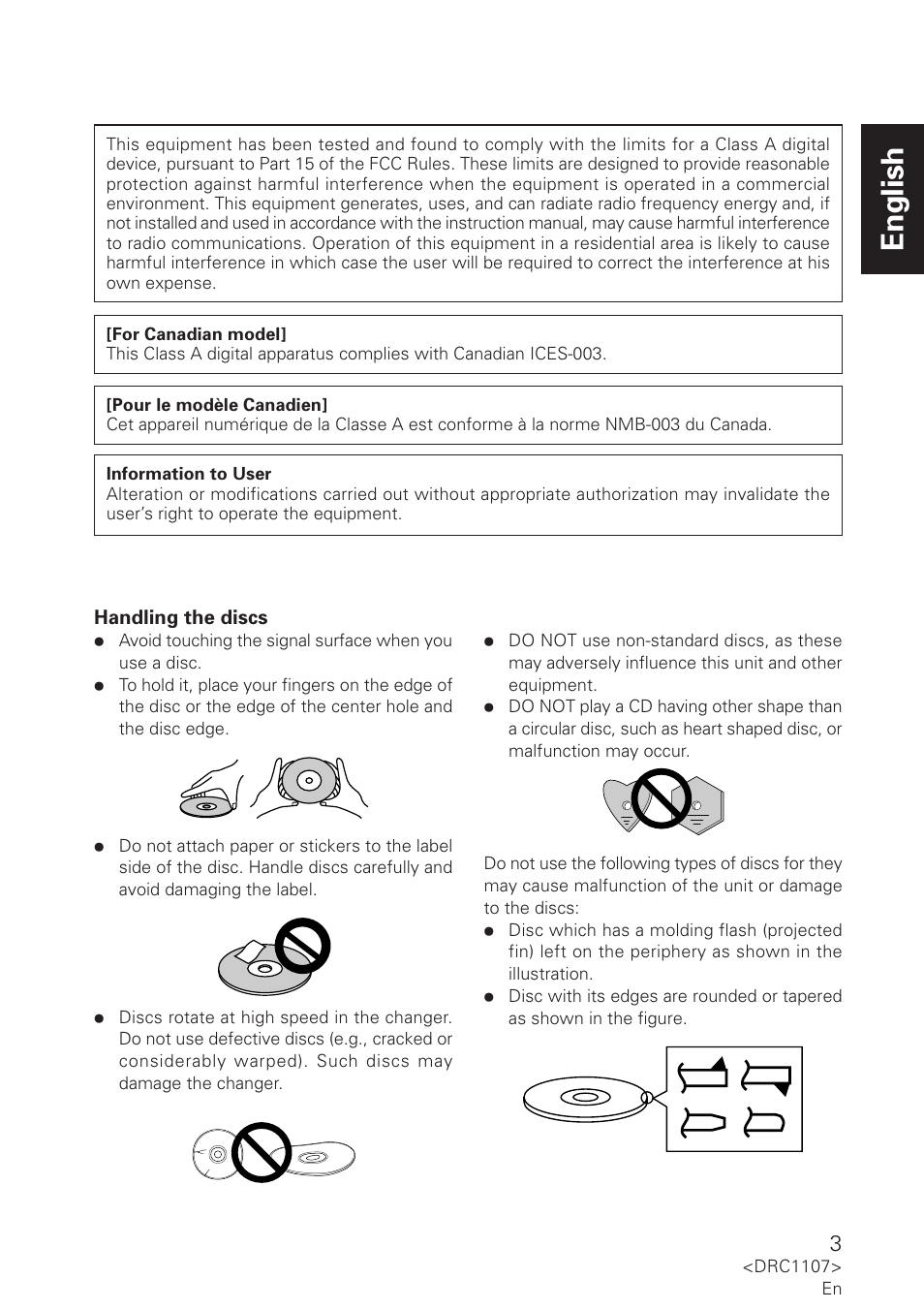 English | Pioneer 50-Disc Magazine DRM-AF751 User Manual | Page 3 / 7