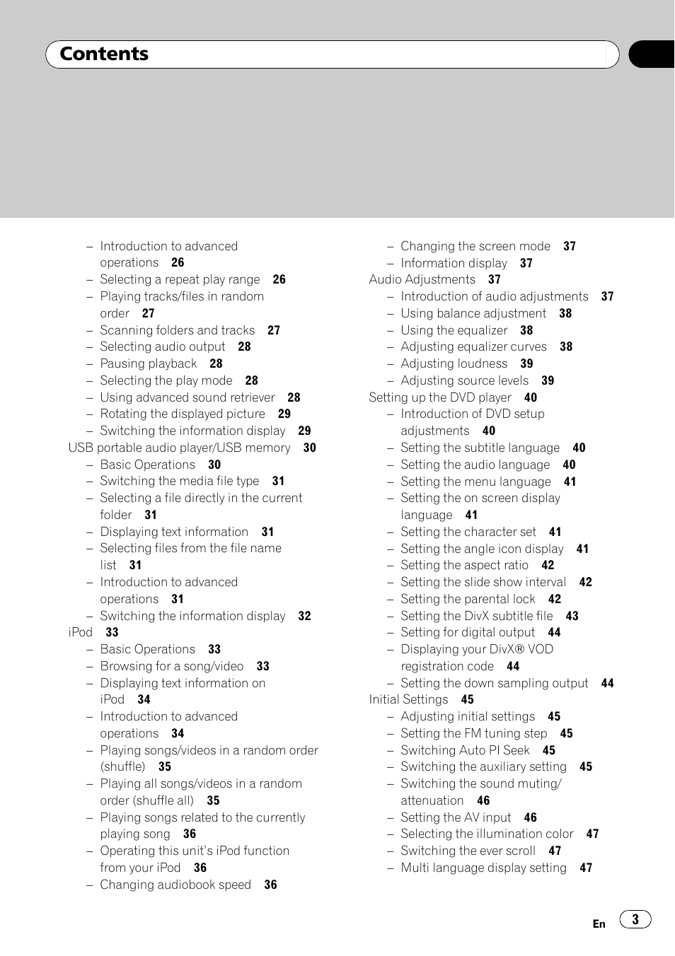 Pioneer DVH-P4100UB User Manual | Page 3 / 81