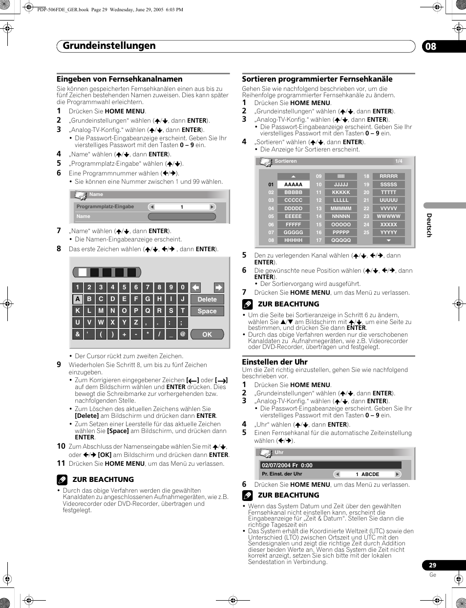 Grundeinstellungen 08 | Pioneer PDP-436FDE User Manual | Page 121 / 141