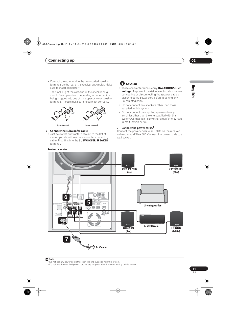 Connecting up 02, English | Pioneer S-X360 User Manual | Page 11 / 35