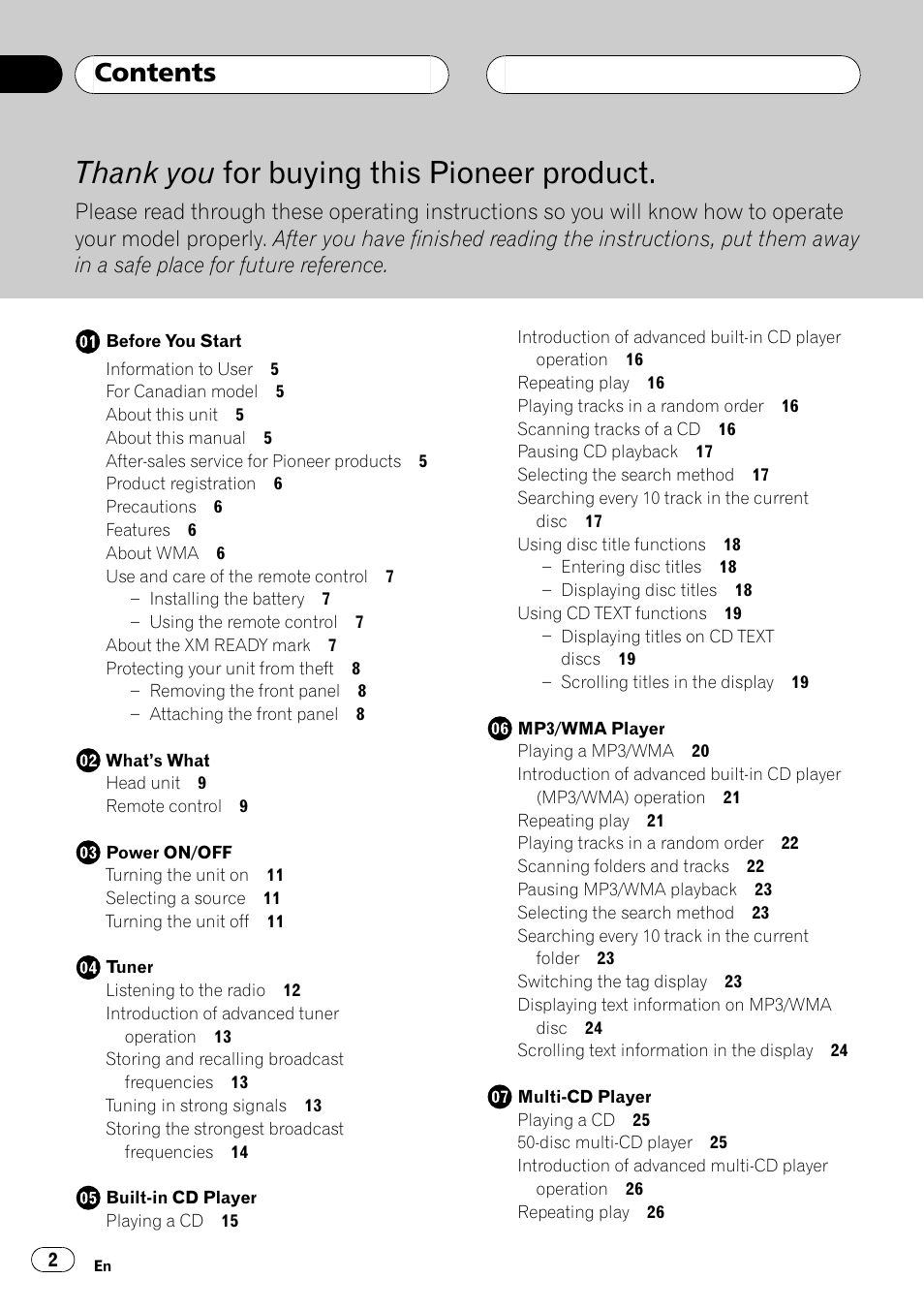 Pioneer DEH-P5500MP User Manual | Page 2 / 160