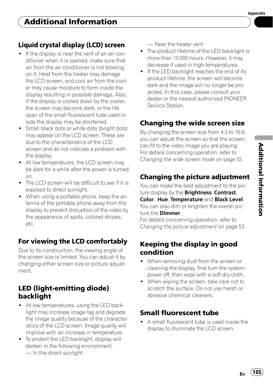 Additional information | Pioneer AVH-P4100DVD User Manual | Page 105 / 116