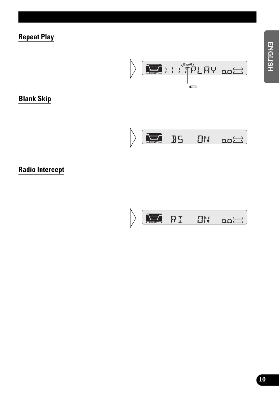 Using the cassette player, Repeat play, Blank skip | Radio intercept | Pioneer KEH-P4950 User Manual | Page 11 / 80