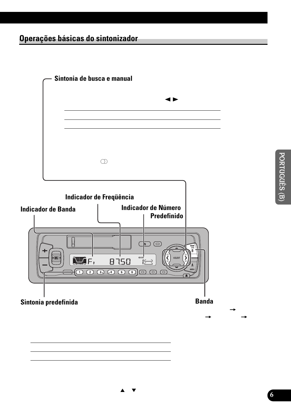 Operações básicas do sintonizador, Sintonia de busca e manual, Sintonia predefinida | Banda | Pioneer KEH-P4950 User Manual | Page 59 / 80