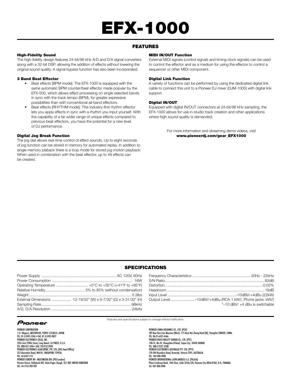 Efx-1000 | Pioneer Efx-500 User Manual | Page 2 / 2
