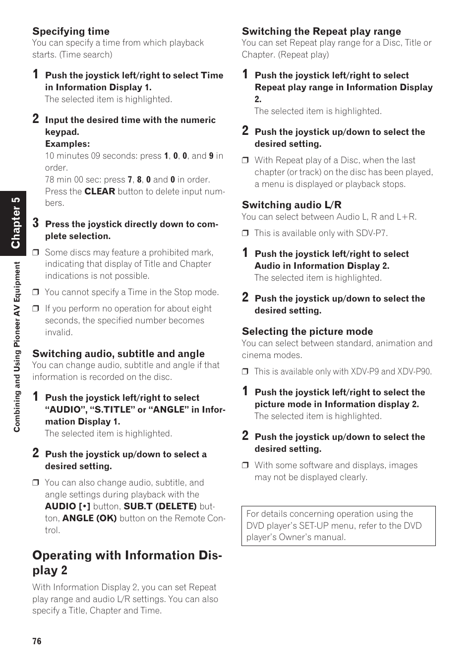 Operating with information display 2, Operating with information dis- play 2 | Pioneer CNDV-40R User Manual | Page 78 / 120
