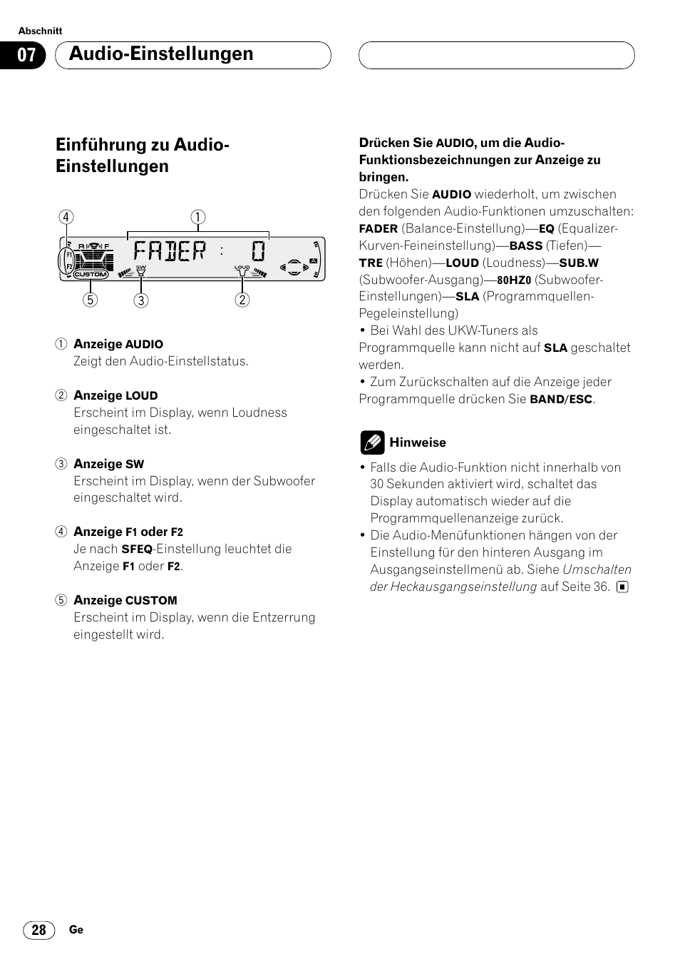 Audio-einstellungen, Einführung zu audio- einstellungen | Pioneer KEH-P6020RB User Manual | Page 104 / 116