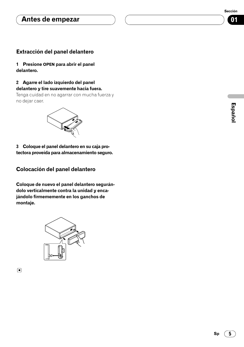 Antes de empezar | Pioneer KEH-P6020RB User Manual | Page 43 / 116