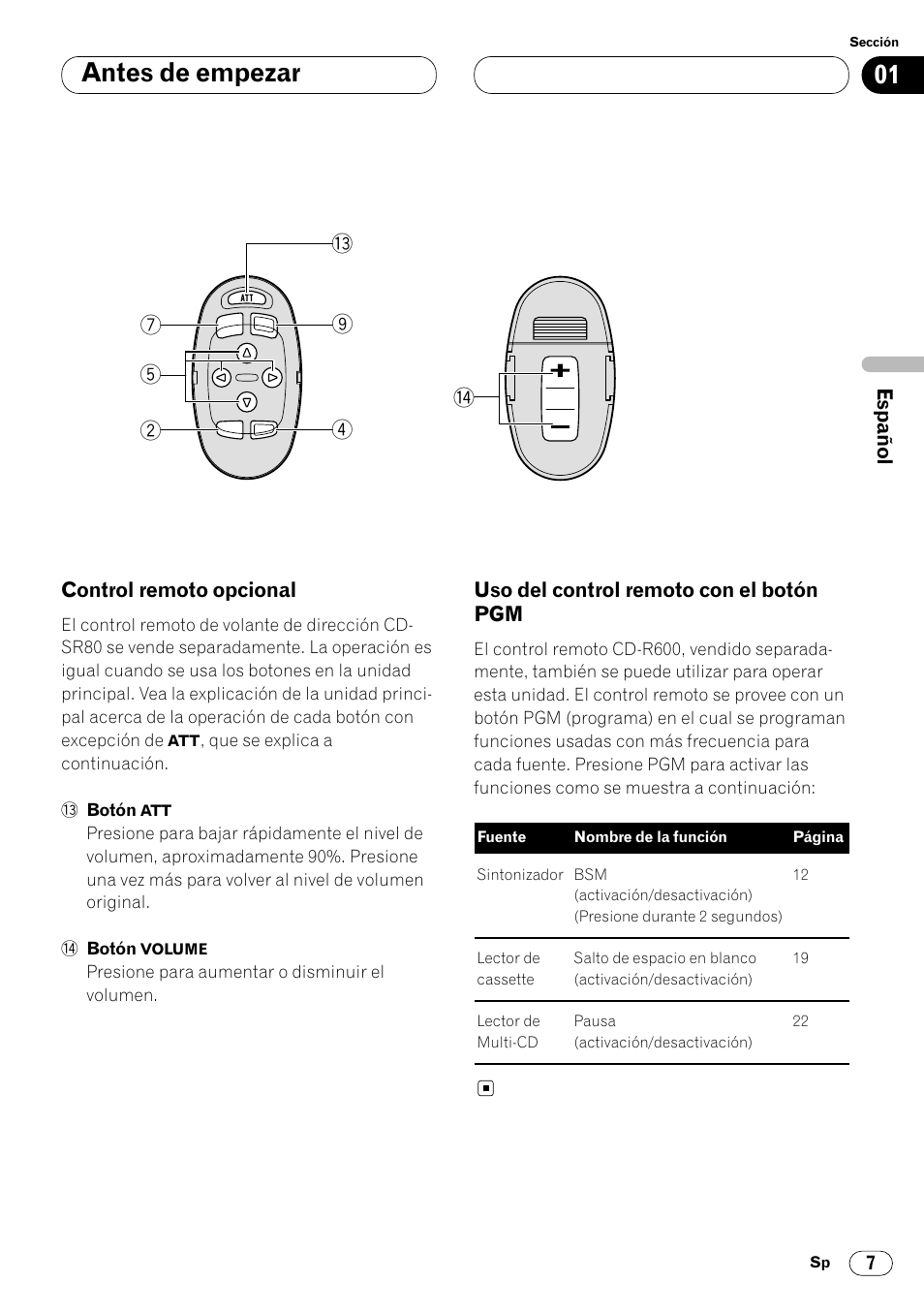 Pgm 7, Antes de empezar | Pioneer KEH-P6020RB User Manual | Page 45 / 116