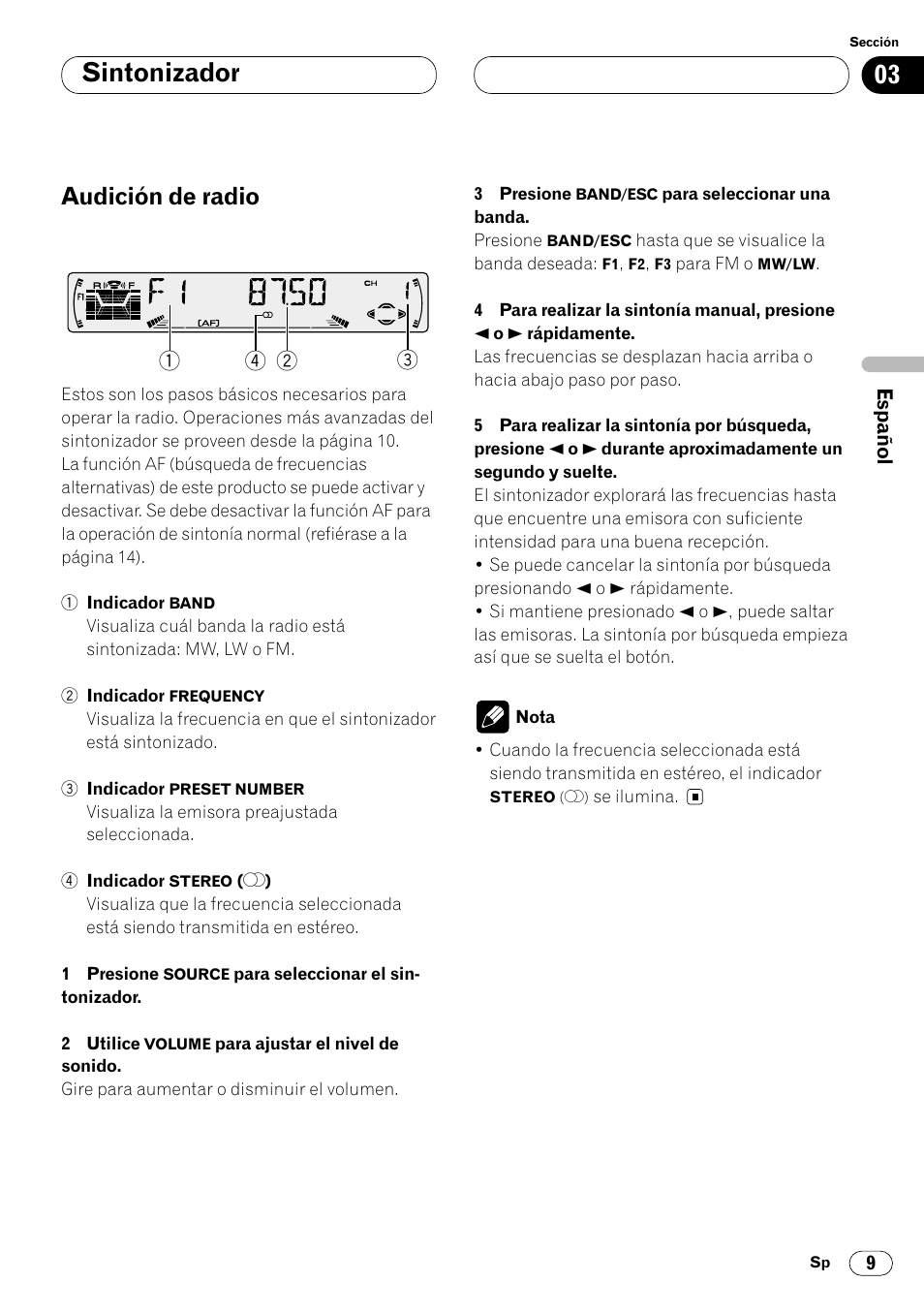 Sintonizador audición de radio 9, Sintonizador, Audición de radio | Pioneer KEH-P6020RB User Manual | Page 47 / 116