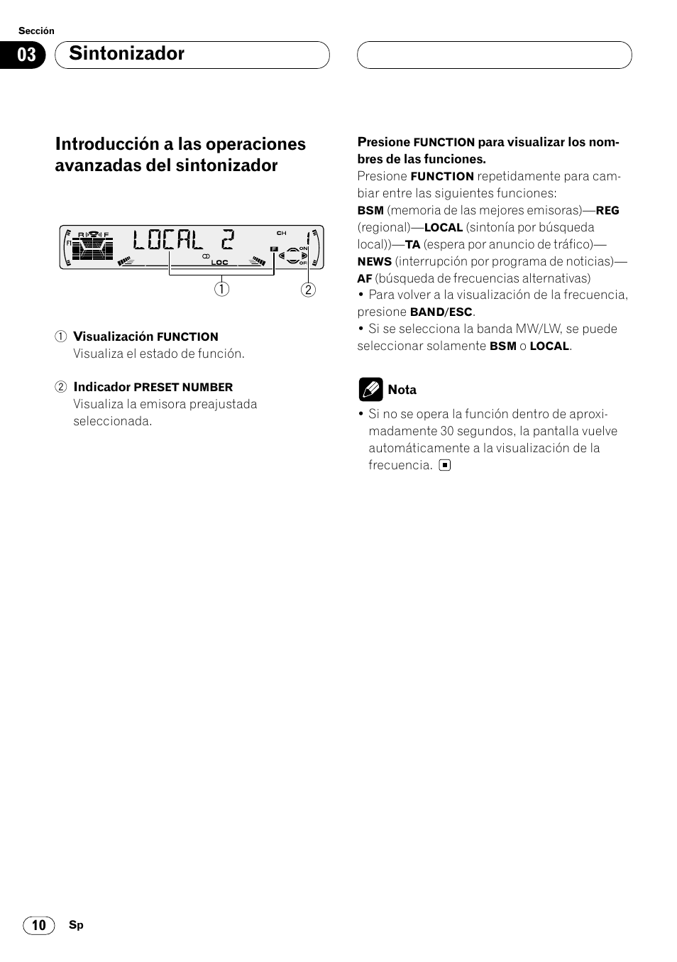 Introducción a las operaciones avanzadas, Del sintonizador 10, Sintonizador | Pioneer KEH-P6020RB User Manual | Page 48 / 116