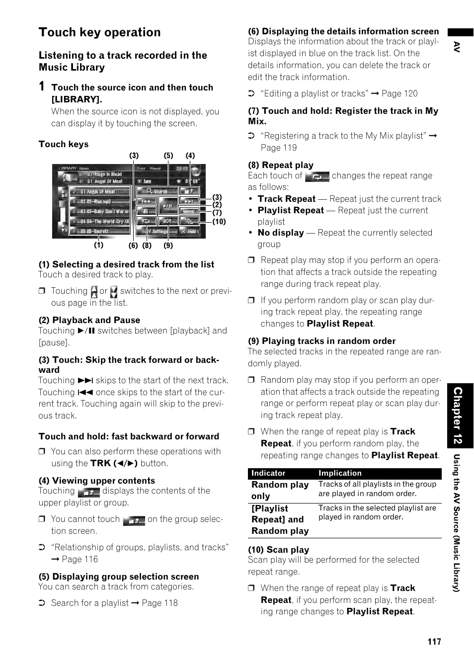 Touch key operation 117, Touch key operation, Cha pte r1 2 | Pioneer AVIC-Z1 User Manual | Page 119 / 207