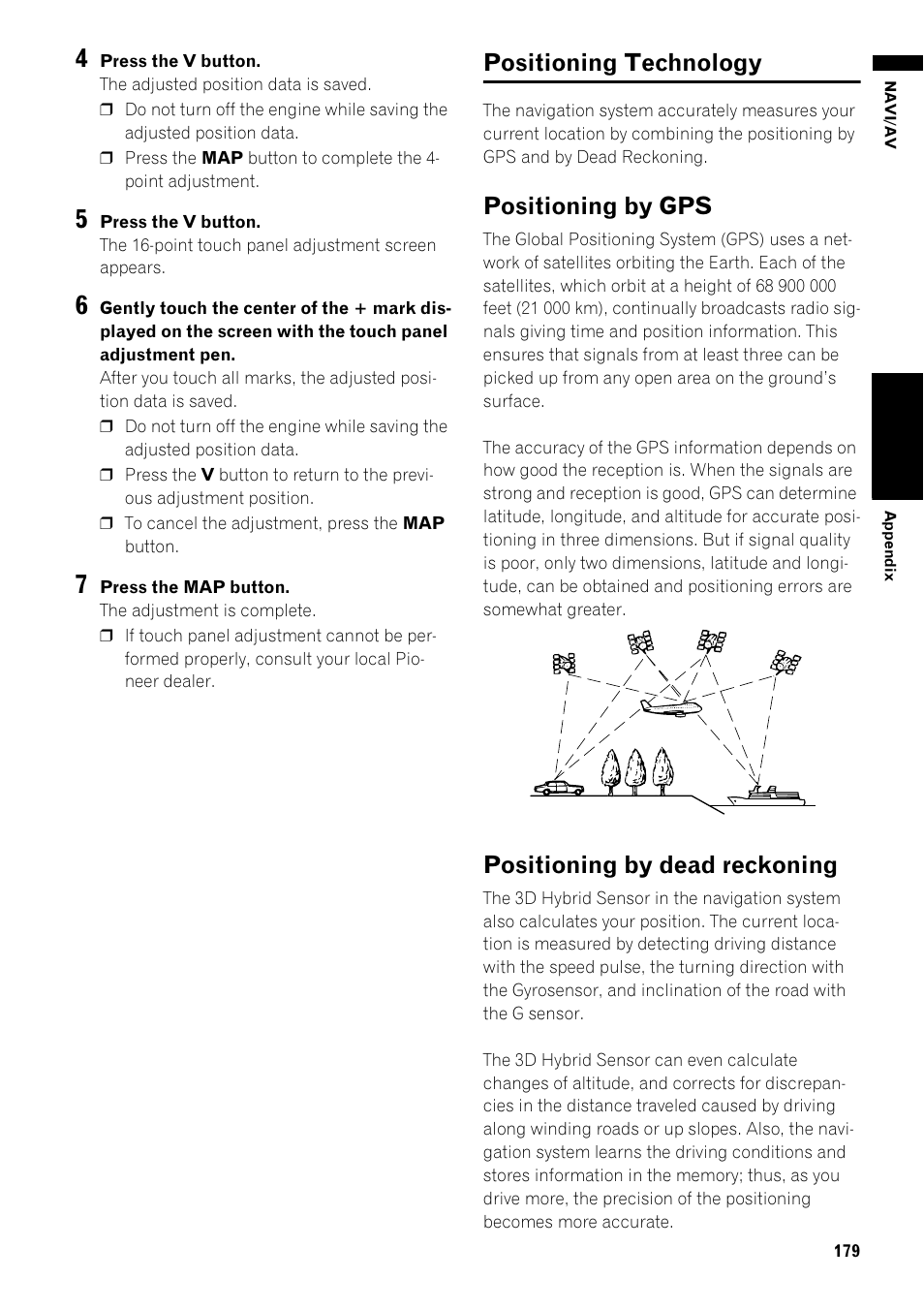 Positioning technology 179, Positioning technology, Positioning by gps | Positioning by dead reckoning | Pioneer AVIC-Z1 User Manual | Page 181 / 207