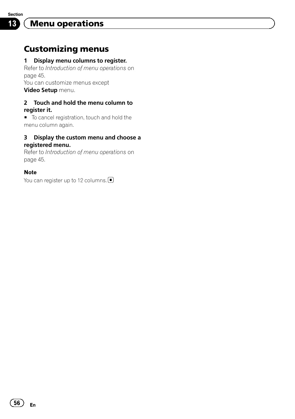 Customizing menus, 13 menu operations | Pioneer AVH-P2300DVD User Manual | Page 56 / 88