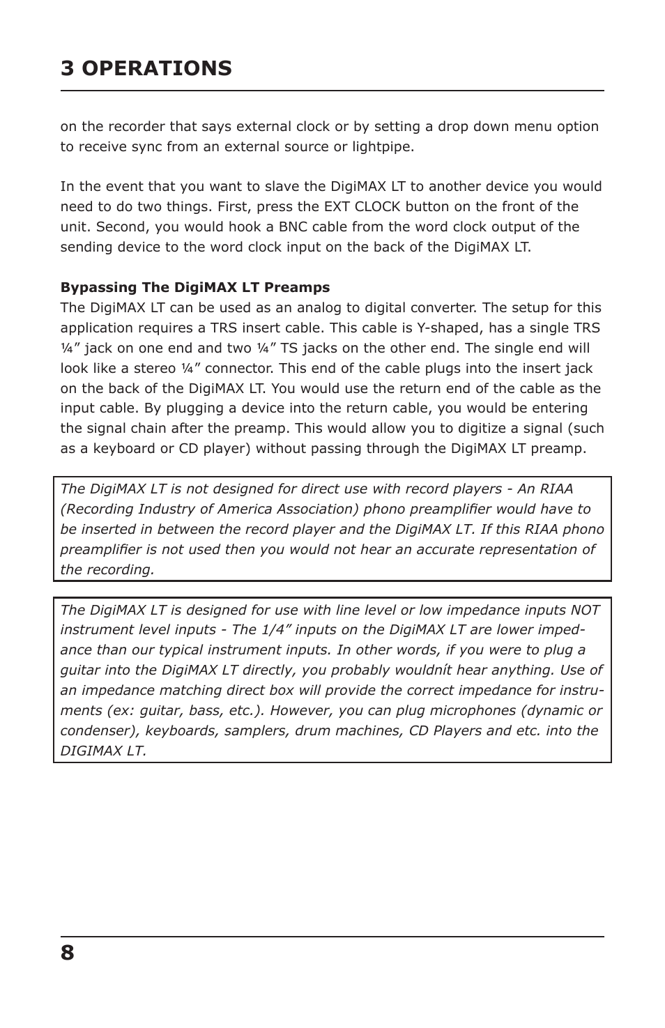 3 operations 8 | Presonus Audio electronic DigiMAX LT User Manual | Page 10 / 15