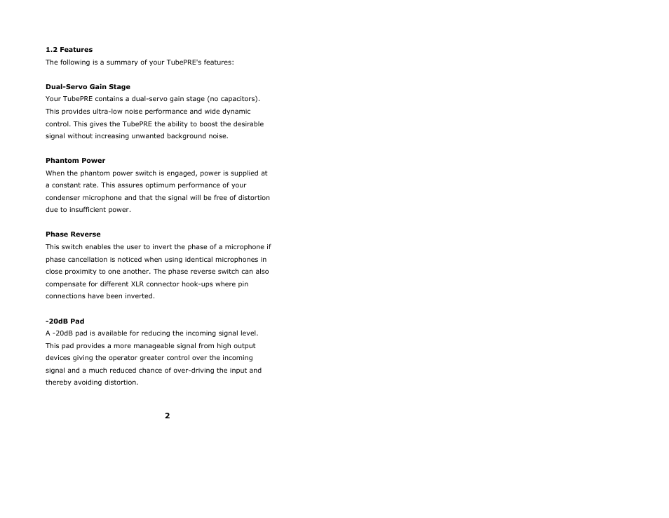 PreSonus TubePRE User Manual | Page 6 / 18